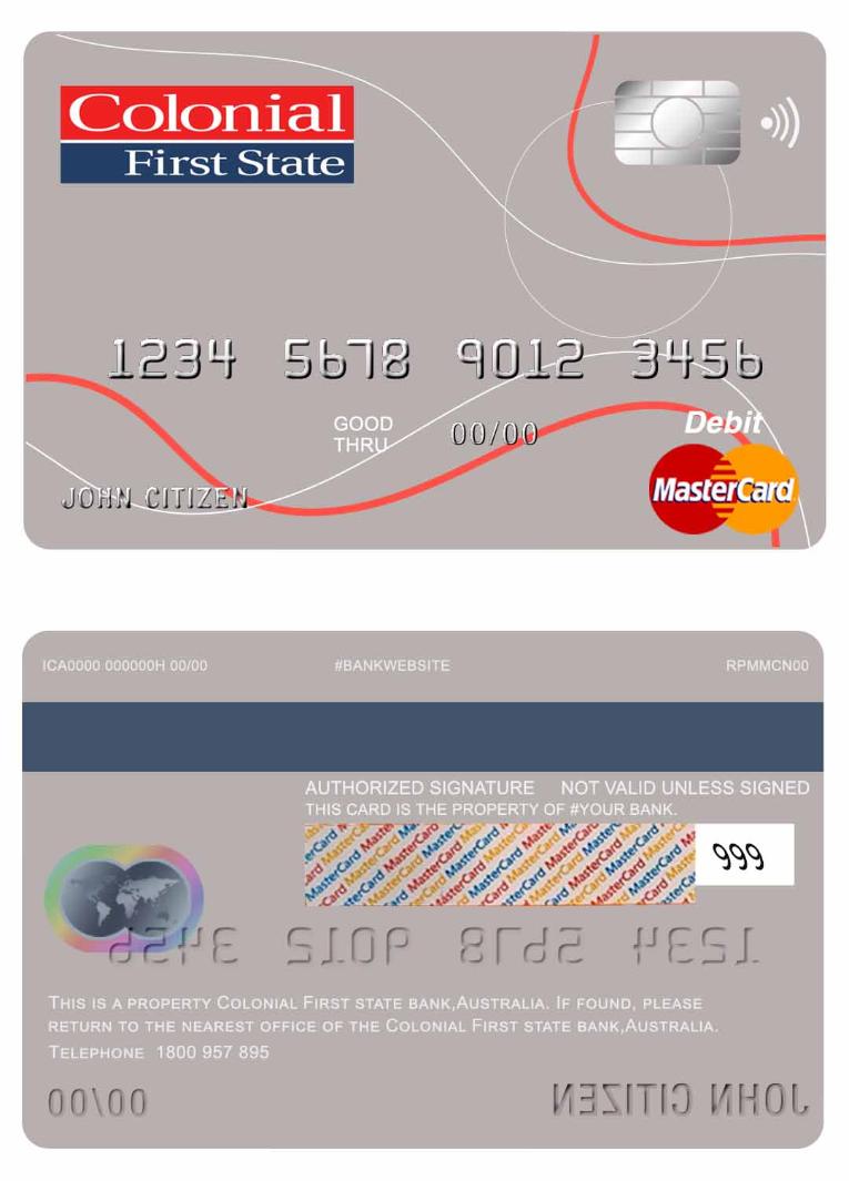 Australia Colonial First State Bank mastercard